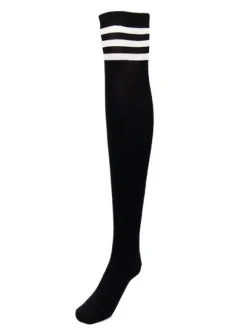 Black Women Stockings Striped Academic Style Thigh Tights