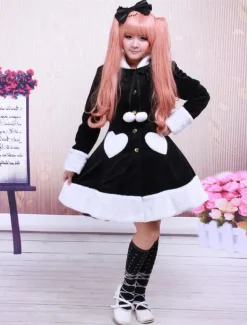Black Wool Girls Lolita Overcoat