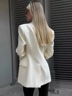 Blazer For Women Chic Turndown Collar Buttons Long Sleeves Suits