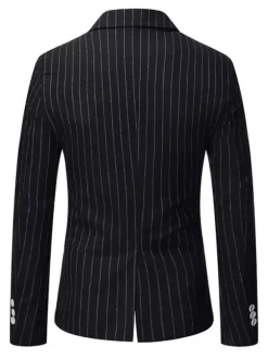 Blazers & Jackets Men's Casual Suits Stripes Business Casual Grey Black Cool Casual Suits For Man