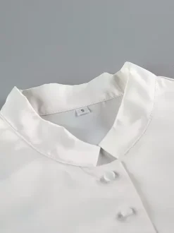 Blouse For Women Gold Buttons Stand Collar Chic Long Sleeves Tops