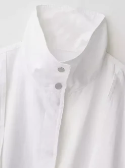 Blouse For Women White Buttons Stand Collar Casual Long Sleeves Tops