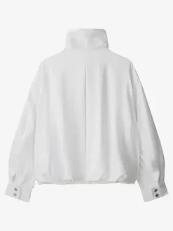 Blouse For Women White Buttons Stand Collar Casual Long Sleeves Tops