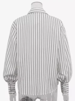 Blouse For Women White Turndown Collar Clothes Casual Bows Long Sleeves Tops