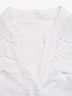 Blouse For Women White V-Neck Casual Cut Out Short Sleeves Summer Tops