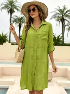 Blouse For Women White Cotton Turndown Collar Chic Buttons Long Sleeves Tops