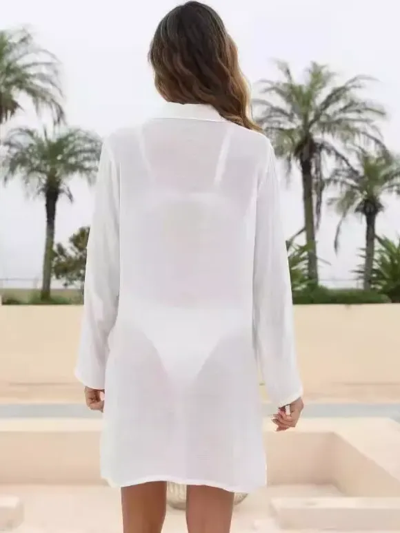 Blouse For Women White Cotton Turndown Collar Chic Buttons Long Sleeves Tops