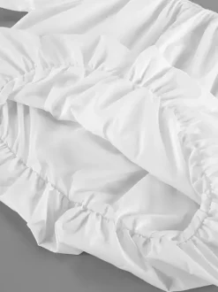 Blouse For Women White Off-The-Shoulder Elegant Long Sleeves Cotton Tops