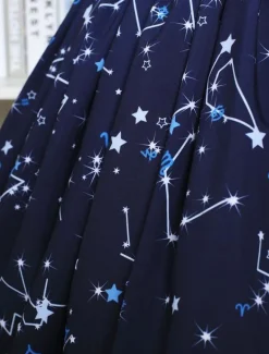Blue Lolita Dress Sweet Constellation Printed Lolita Skirt With Black Lace Trim