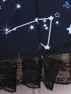 Blue Lolita Dress Sweet Constellation Printed Lolita Skirt With Black Lace Trim