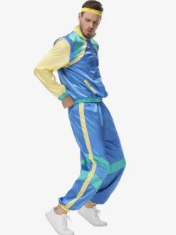 Blue 90's Retro Tudor Dress Costumes Men's Retro Hi Pop Costume Party Prom Outfits