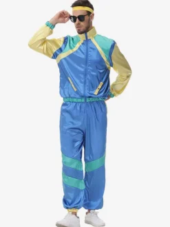 Blue 90's Retro Tudor Dress Costumes Men's Retro Hi Pop Costume Party Prom Outfits