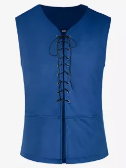 Blue Vintage Top Retro Polyester Sleeveless Retro Costumes For Man