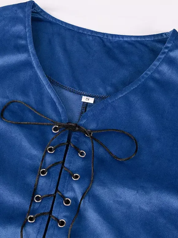 Blue Vintage Top Retro Polyester Sleeveless Retro Costumes For Man