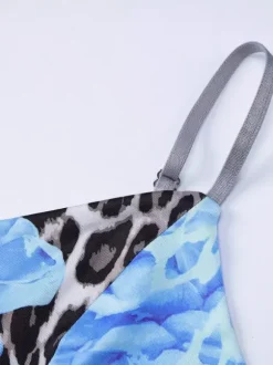 Blue Leopard Print Strapless Maxi Dress For Women Bold Street Style