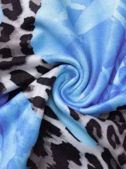 Blue Leopard Print Strapless Maxi Dress For Women Bold Street Style