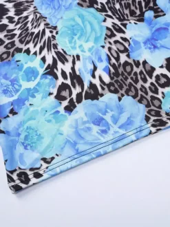 Blue Leopard Print Strapless Maxi Dress For Women Bold Street Style