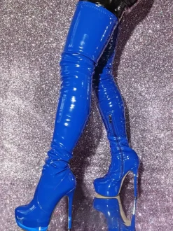 Blue Thigh High Boots Sexy Platform High Heel Over The Knee Boots