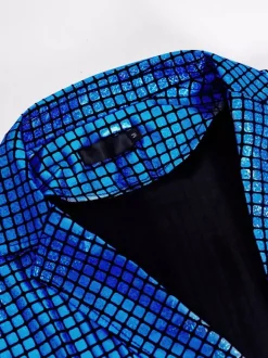 Blue Vintage Set Retro Polyester Long Sleeves Retro Costumes For Man