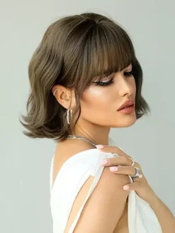 Bobo Short Curly Hair With Bangs Water Wave Daily Synthetic Wig For Women 2026