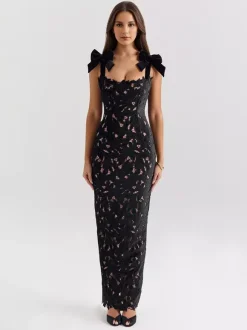 Bodycon Long Dress With Bow Straps Summer Long Party Dress For Women 2026