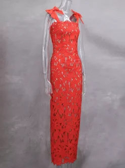 Bodycon Long Dress With Bow Straps Summer Long Party Dress For Women 2026