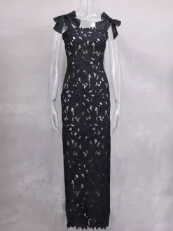 Bodycon Long Dress With Bow Straps Summer Long Party Dress For Women 2026
