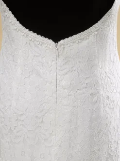 Boho Wedding Dress Lace Fringe Sheath With Train Natural Waist Zipper Sleeveless V-Neck Ivory