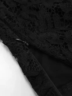 Bottom Sheer Black Cut Out Lace Raised Waist Skirt