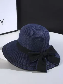 Bow Straw Hat For Women Summer Seaside Sun Hat 2026