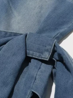 Bow Knot Wide Leg Jeans For Women - Medium Blue Y2K Aesthetic High Waist Baggy Denim Trousers - Spring Streetwear 2026