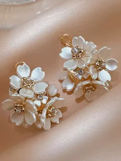 Bridal Earrings Rhinestone Girl's Rhinestone Pierced Wedding Jewelry