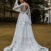 Bridal Gowns Boho Wedding Dress Long Sleeves Lace V-Neck Lace Chiffon Wedding Gowns