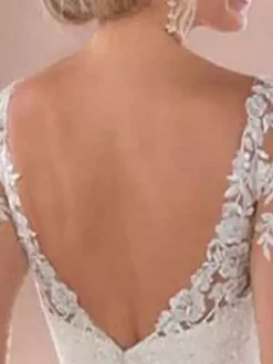 Bridal Jumpsuit Lace Lace Floor-Length Jumpsuit V-Neck Long Sleeves Natural Waist Ivory