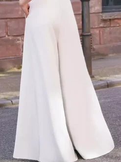 Bridal Jumpsuit Lace Lace Floor-Length Jumpsuit V-Neck Half Sleeves Natural Waist Ivory