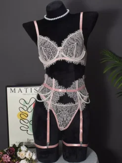 Bridal Lingerie Bridal Wedding Sexy Lingerie 4-Piece Lace White Bra Panty Sets