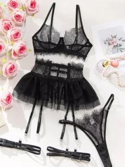 Bridal Lingerie Lace White 4-Piece Bra Panty Sets