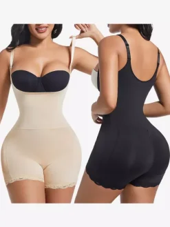 Bridal Lingerie Lingerie Shapewear Nude Sleeveless Straps Full-Body Shaper Plus Size Tummy Control Bust Support Bodysuit Butt Lift Waist Cincher Girdle