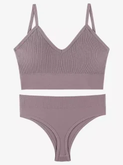 Bridal Lingerie Lingerie 2-Piece Bralette Set Plus Size Thin Wireless Sports Bra Push-Up Effect French Triangle Bra Panty Sets