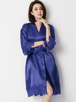 Bridal Lingerie Pajamas Sleepwear Robes Pink Crochet Negligees Nightgown