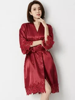 Bridal Lingerie Pajamas Sleepwear Robes Pink Crochet Negligees Nightgown