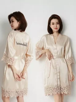 Bridal Lingerie Pajamas Sleepwear Robes Champagne Crochet Negligees Nightgown