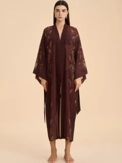 Bridal Lingerie Pajamas Sleepwear Robes Apricot Lace Up Printed Indoor Lingerie Negligees Nightgown