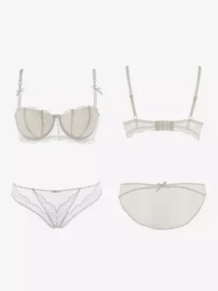 Bridal Lingerie 3-Piece Lace White Bra Panty Garter Sets
