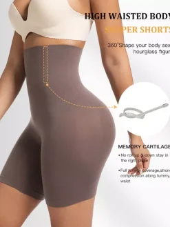 Bridal Lingerie Postpartum High-Waisted Shaping Shorts Plus Size Tummy Control Butt Lift Waist Cincher Girdle Square-Cut Legs