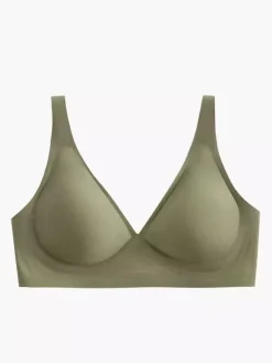 Bridal Lingerie Seamless Bra Minimizing Effect Slimming Underwear Deep V-neck Wireless Compression Support Thin Soft Support Comfortable Light Apricot Polyester Lingerie