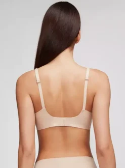 Bridal Lingerie Seamless Bra Minimizing Effect Slimming Underwear Deep V-neck Wireless Compression Support Thin Soft Support Comfortable Light Apricot Polyester Lingerie