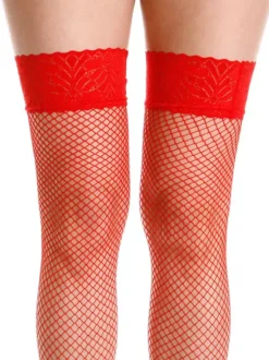 Bridal Lingerie Stockings Fishnet Nets Nylon Red Thigh High Wedding Lingerie