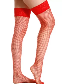 Bridal Lingerie Stockings Fishnet Nets Nylon Red Thigh High Wedding Lingerie