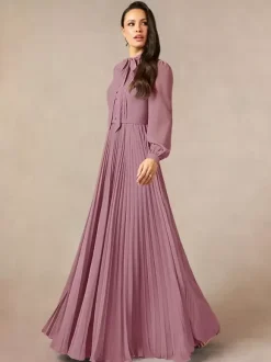 Bridal Mother Dress Designed Neckline Long Sleeves A-Line Bows Floor-Length Guest Dresses For Wedding